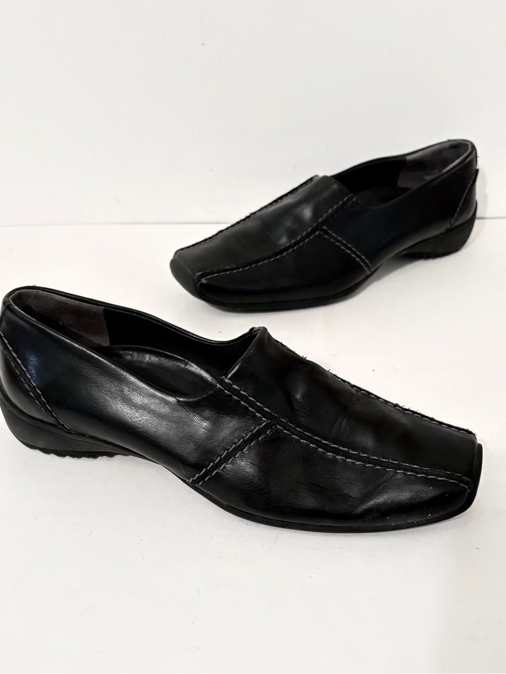 Paul Green Munchen Black Leather Slip On Loafers